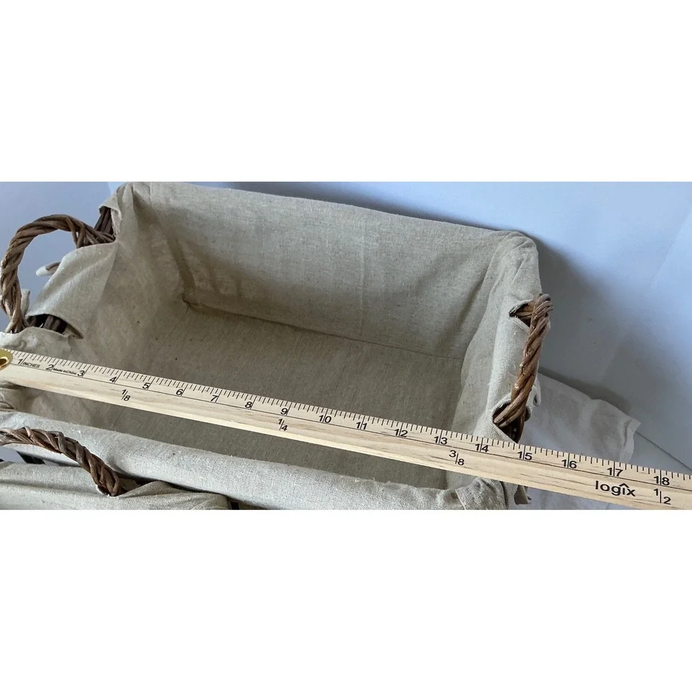 Rustic Twig Nesting Baskets Set of 3 Fabric Lined Brown Farmhouse Home‎